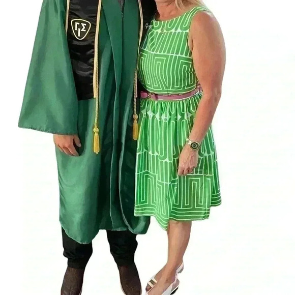 Trina Turk Green Garden Maze Dress Womens Size 8 Sleeveless - Picture 2 of 14